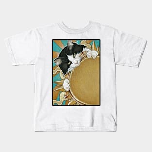 Cats Love The Sunshine - Black Outlined Version Kids T-Shirt